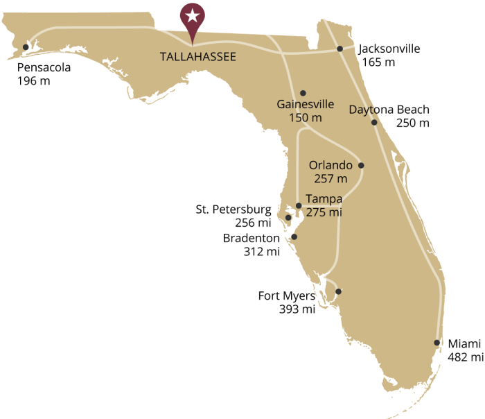 mapa de la florida y su capital